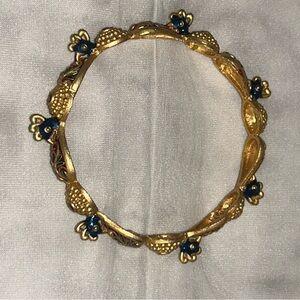 Gold and Blue Floral Women's Bracelet